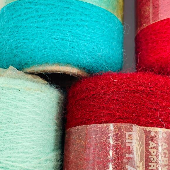 Punch Embroidery Yarn Lot 12 Spools Thread Green Red White Orange Gray Vintage - Picture 7 of 11